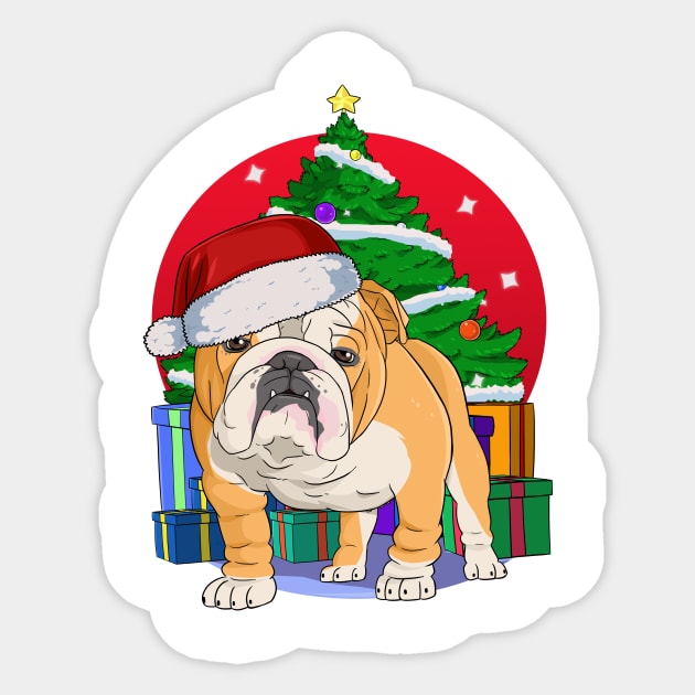 English Bulldog Santa Merry Christmas Sticker by Noseking